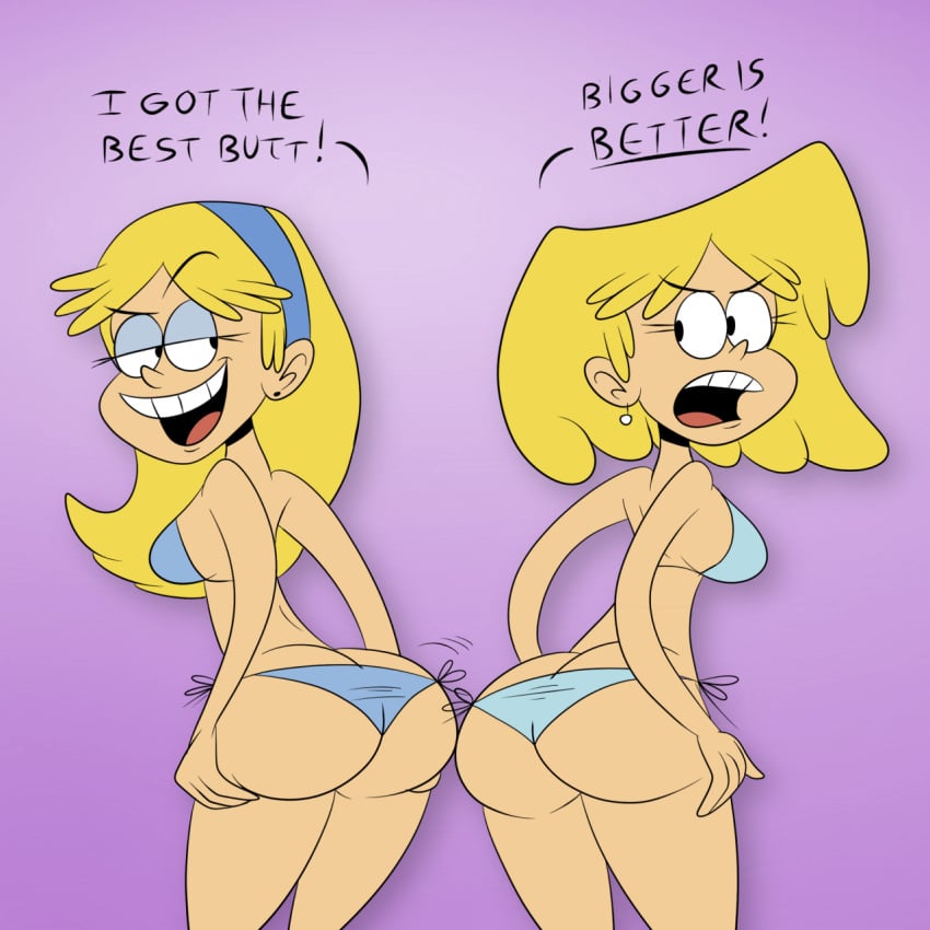 2girls ass ass_cleavage butt_crack carol_pingrey contest eyeshadow lori_loud scobionicle99 straight_hair the_loud_house