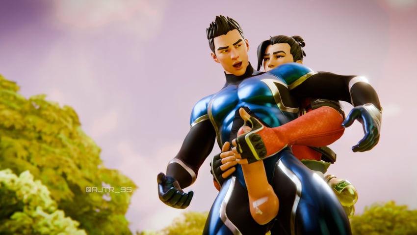 2boys aj_(aj_racer95) aj_racer95 cum fortnite fortnite:_battle_royale gay handjob kendo_(fortnite) male male_only