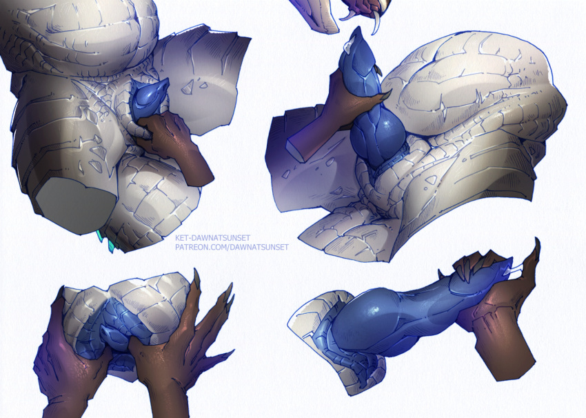 animal_genitalia animal_penis anthro bodily_fluids crocodile crocodilian crocodilian_penis erection genital_fluids genital_slit genitals hi_res ket-dawnatsunset male nude penis reptile scales scalie simple_background slit_play white_background