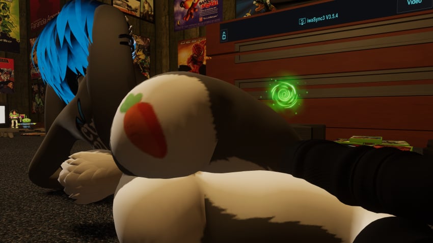 1girls 3d anthro big_breasts big_butt blue_eyes breasts butt_focus butt_tattoo ear_piercing female fully_nude furry furry_female presenting_pussy pussy rabbit_girl snakebite_piercing solo_female vrchat vrchat_avatar vrchat_model