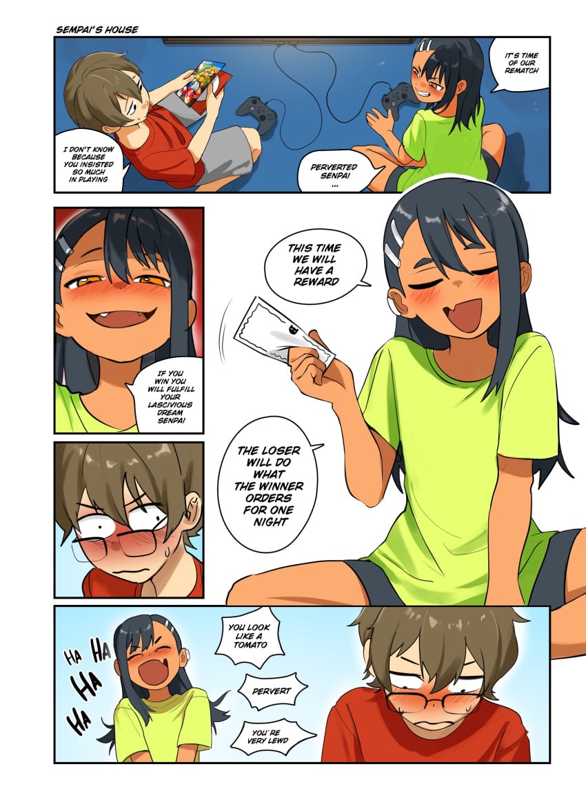 1boy 1girls comic english_text female hayase_nagatoro human male naoto_hachioji_(senpai) please_don&#039;t_bully_me,_nagatoro tagme text waligner