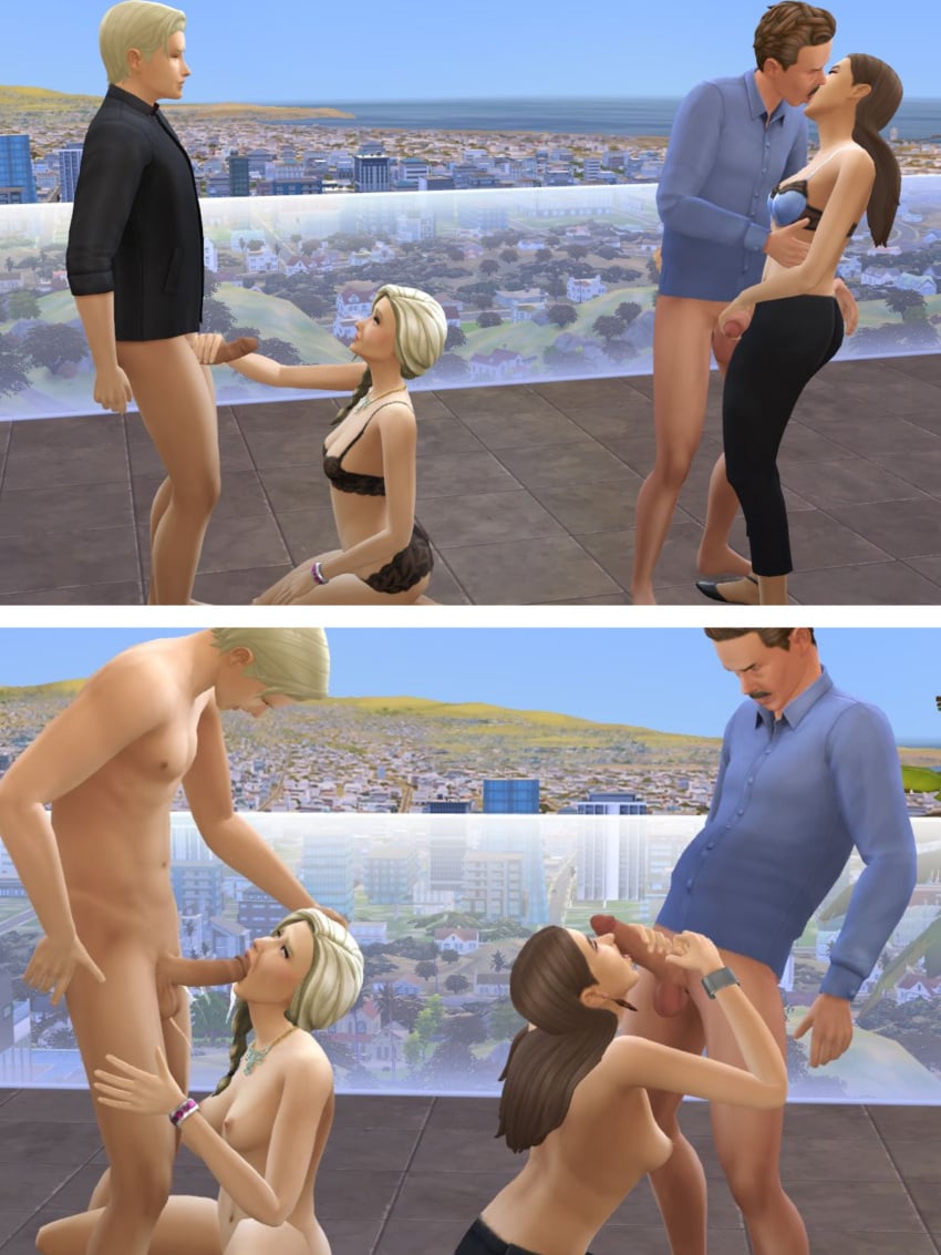 blonde_hair brown_hair family family_photo family_sex father_and_daughter green_eyes handjob incest kissing mature_male milf mother_and_son sims sims4 the_sims the_sims_4 younger_female younger_male