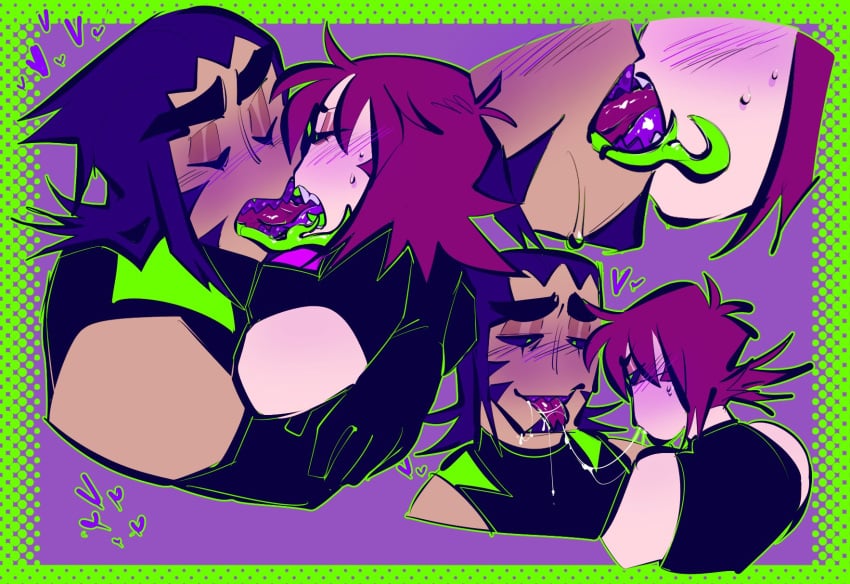 2boys alien alien_boy alien_humanoid bileshroom drak_(bileshroom) french_kiss french_kissing krir_(masochistfox) makeout making_out purpleverse sketch_page tongue_kiss yaoi