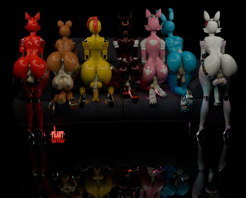 3d 3d_(artwork) 4k absurd_res android animal_genitalia animal_penis animatronic anus ass aurora_(oc) big_butt big_penis blender_cycles bodily_fluids bonnie_(fnaf) chica_(fnaf) clothing crossed_legs cum equine_genitalia equine_penis femboy five_nights_at_freddy's five_nights_at_freddy's_2 footwear foxy_(fnaf) freddy_(fnaf) freekiller furniture genital_fluids genitals glowing_body_parts group hands_on_lap hearts_(oc) hi_res high_heels kneeling leaking_cum machine male male/male mangle_(fnaf) metallic_body penis rear_view robot scottgames shoes small_penis sofa standing