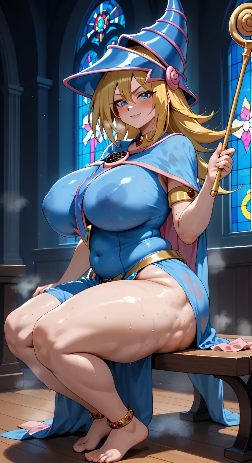 1girls ai_generated anklet armlet barefoot belly belly_button big_areola big_ass big_belly big_breasts big_hips big_nipples blonde_hair blue_eyes blush cellulite church curvaceous curvaceous_figure curvy curvy_body curvy_female curvy_figure curvy_hips curvy_milf curvy_thighs dark_magician_girl duel_monster eyebrows eyelashes female_only hi_res highres huge_areolae huge_ass huge_breasts huge_nipples indoors konami large_areolae large_breasts long_hair looking_at_viewer mature_female milf mommy musk night older_female plump pudgy_belly robe sagging_breasts side_view sitting sitting_on_bench smug solo_female steam sweat sweatdrop sweating sweaty sweaty_clothes synthneon thick thick_ass thick_hips thick_legs thick_thighs tight_clothing visible_areolae visible_nipples voluptuous voluptuous_female wand yu-gi-oh! yu-gi-oh!_duel_monsters