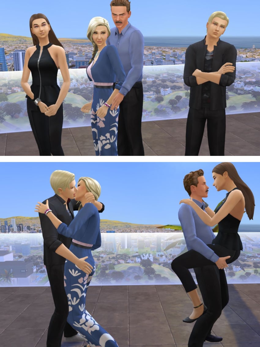 blonde_hair brown_hair family family_photo family_sex father_and_daughter green_eyes incest kissing mature_male milf mother_and_son sims sims4 the_sims the_sims_4 younger_female younger_male