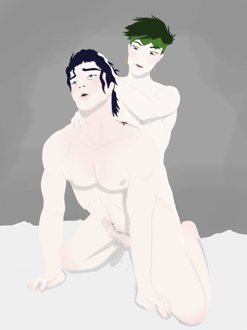 2boys acid_0n diamond_is_unbreakable gay hair_pull joestar_birthmark jojo's_bizarre_adventure josuke_higashikata male male/male male_only male_penetrated male_penetrating male_penetrating_male nude nude_male penetration penis rohan_kishibe yaoi