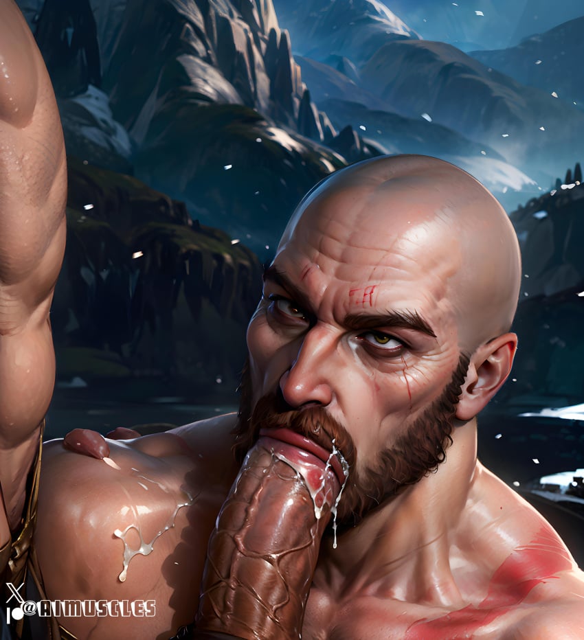 ai_generated aimuscles bald bald_man bara beard blowjob blowjob_face facial_hair fat_penis gay_sex god god_of_war huge_cock kratos large_penis looking_at_partner male/male male_only massive_penis muscular muscular_arms muscular_male nature nature_background oral oral_penetration oral_sex outdoor_nudity outdoor_sex outdoors public public_indecency public_sex selfcest snow snowy_background sucking_penis swallowing warrior yaoi