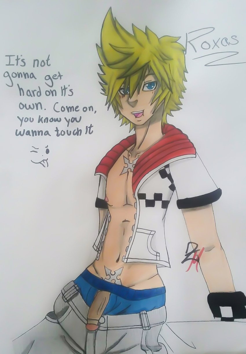 1boy kingdom_hearts male male_only penis roxas roxasnuggets13 self_upload skinny smug solo