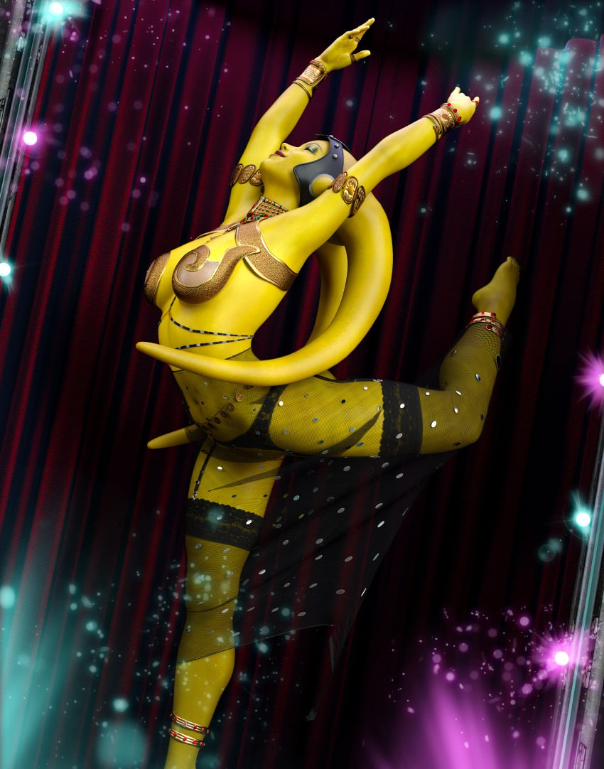 1girls 3d aphrodite-ns belly_chain dancer dancer_outfit fishnets harem_girl harem_outfit headwear original_character slave slave_outfit slavegirl star_wars twi'lek yellow_skin