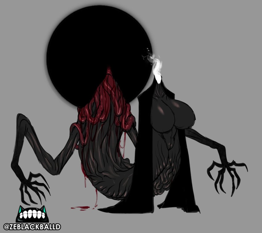 alien_girl blood blood_stain dark_body eldritch_abomination eldritch_being eldritch_horror entrails faceless_female gore horror huge_ass nightmare_fuel nightmare_waifu no_nipples plump_pussy reference_sheet snake_girl ze_blackball.d zeblackballd_(artist)