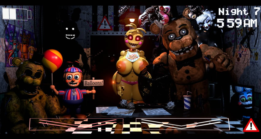 2girls 3d 3d_(artwork) 5am_at_freddy's bottomwear butt_crack female five_nights_at_freddy's five_nights_at_freddy's_2 fredina's_nightclub funny golden_freddy_(fnaf) huge_ass huge_breasts kiro93591529 mangle_(fnaf) marie_(cally3d) marionette_(fnaf) meme public public_exposure public_nudity puppet_(fnaf) revealing_clothes sideass topless toy_bonnie_(fnaf) toy_chica_(fnaf) withered_bonnie withered_foxy withered_freddy withered_golden_freddy_(fnaf)