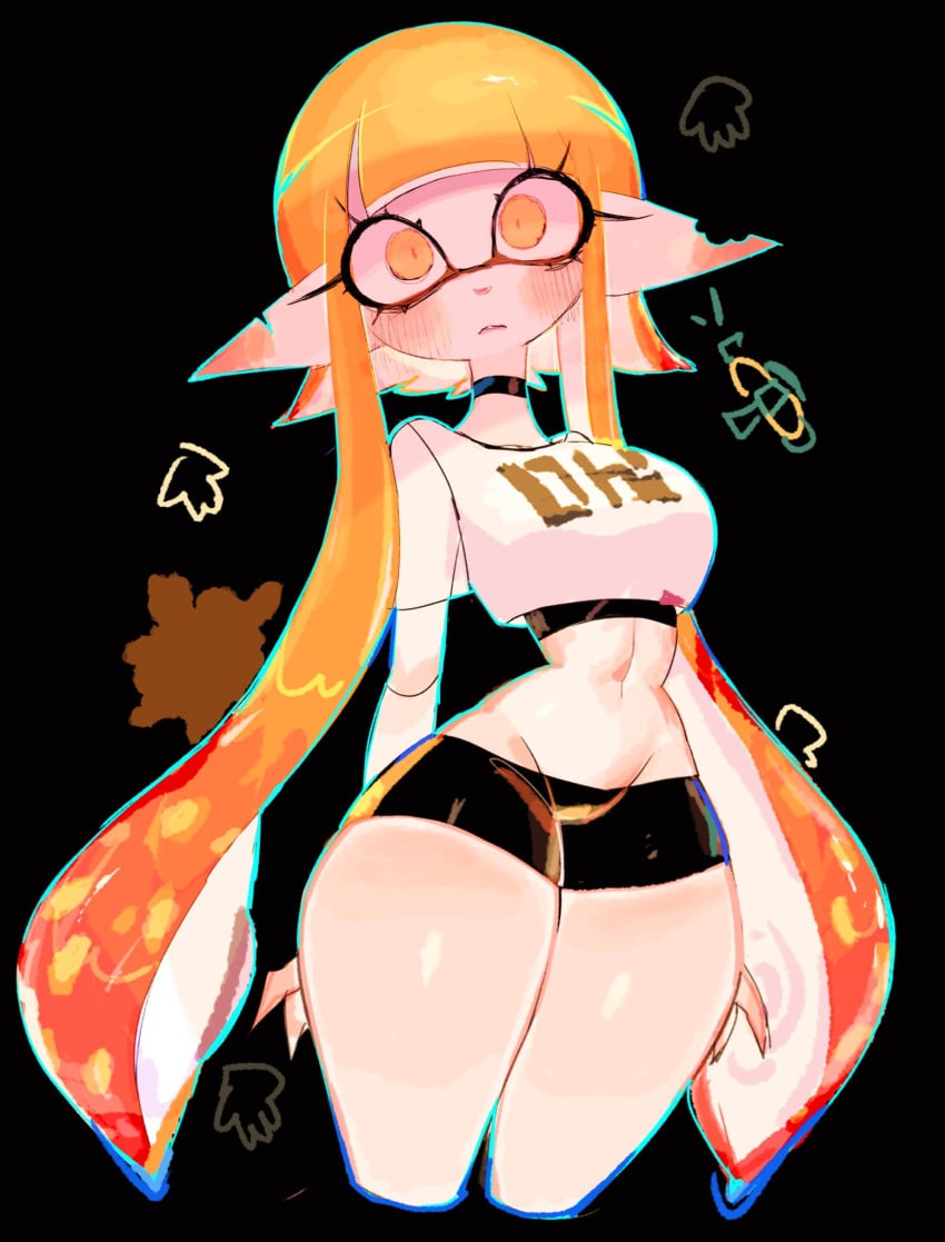 1girls bike_shorts female inkling inkling_girl kaori_(splatoon) nintendo orange_eyes orange_hair skin_tight skin_tight_clothes splatoon thick_thighs usa37107692