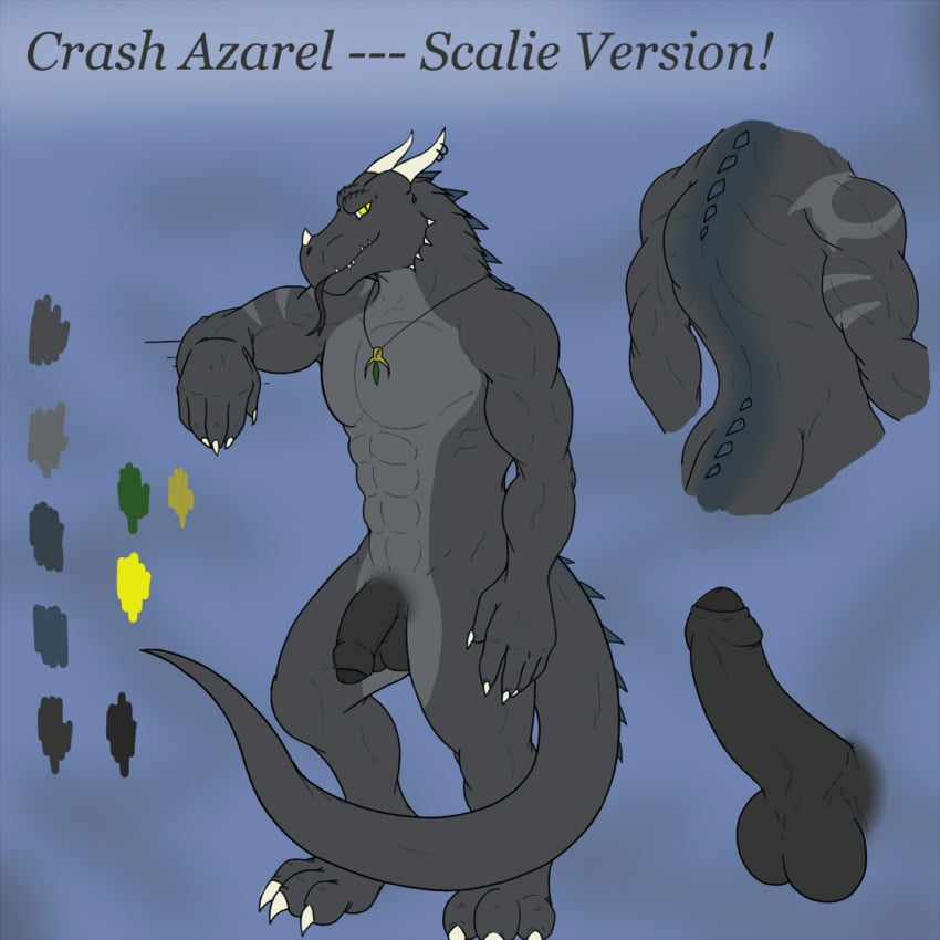 1boy anthro crash_azarel crashazarel dragon erection full-length_portrait full_length furry horns humanoid_penis lizard male male_only model_sheet penis portrait scalie solo standing