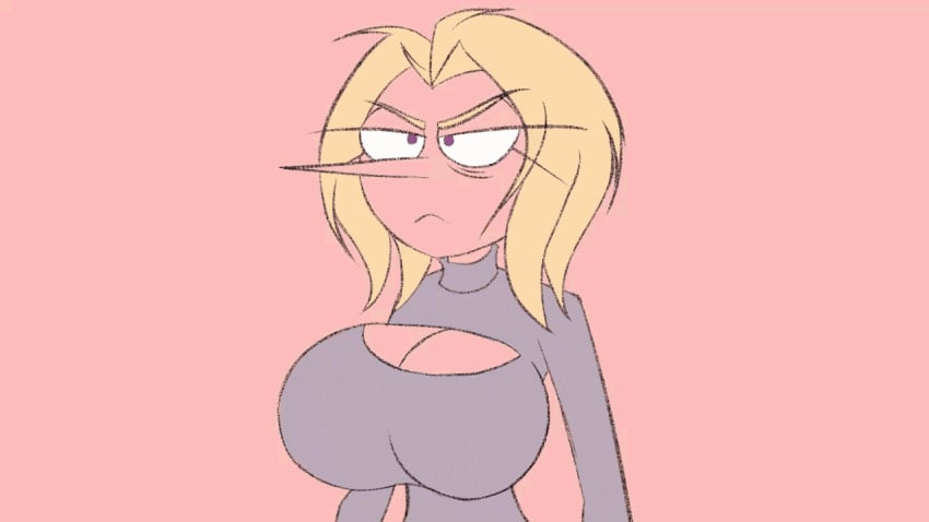 animated big_breasts boob_window breast_grab cleavage clothed female female_only grabbing_own_breast no_bra patty_(pepperonpatty) pepperonpatty