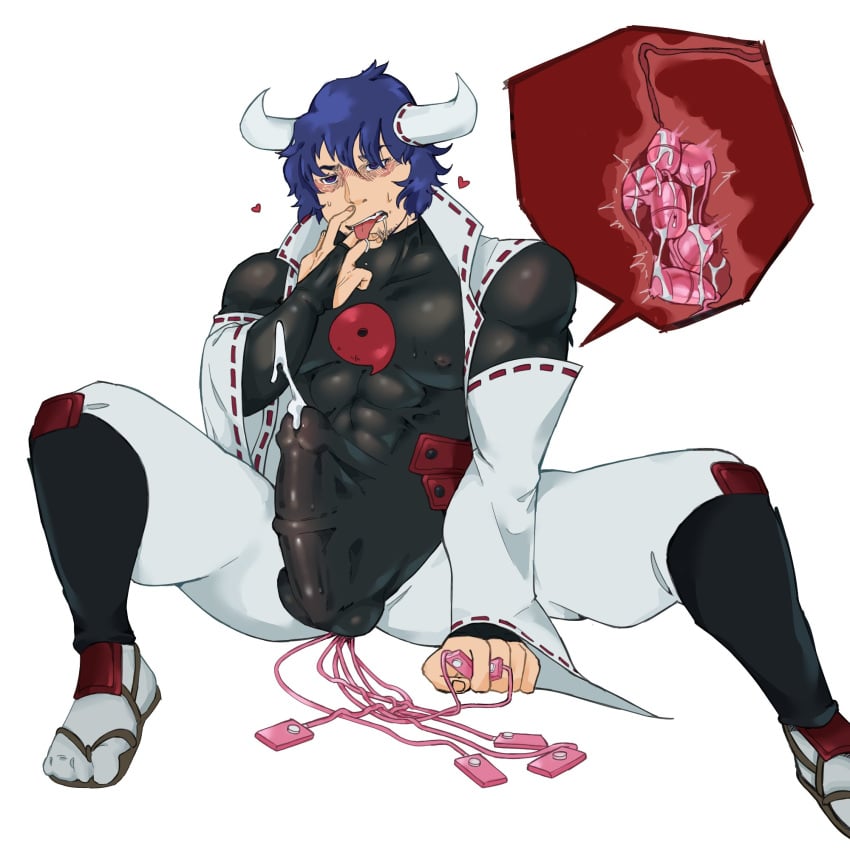 akame_ga_kill! balls bara big_penis boner cum cum_through_clothes erection erection_under_clothes horns inside_view male male_only medial_ring orgasm penis pigeonpantonium solo solo_male spread_legs susanoo_(akame_ga_kill!) tongue_out vibrator vibrator_in_ass