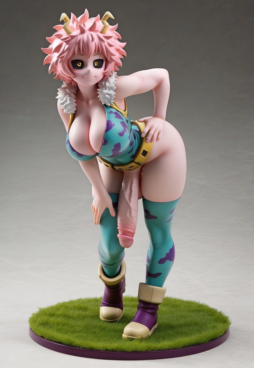 ai_generated black_sclera boku_no_hero_academia cucumber_king figure futanari futanari hero_outfit_(mha) mina_ashido my_hero_academia pink_body pink_skin pose