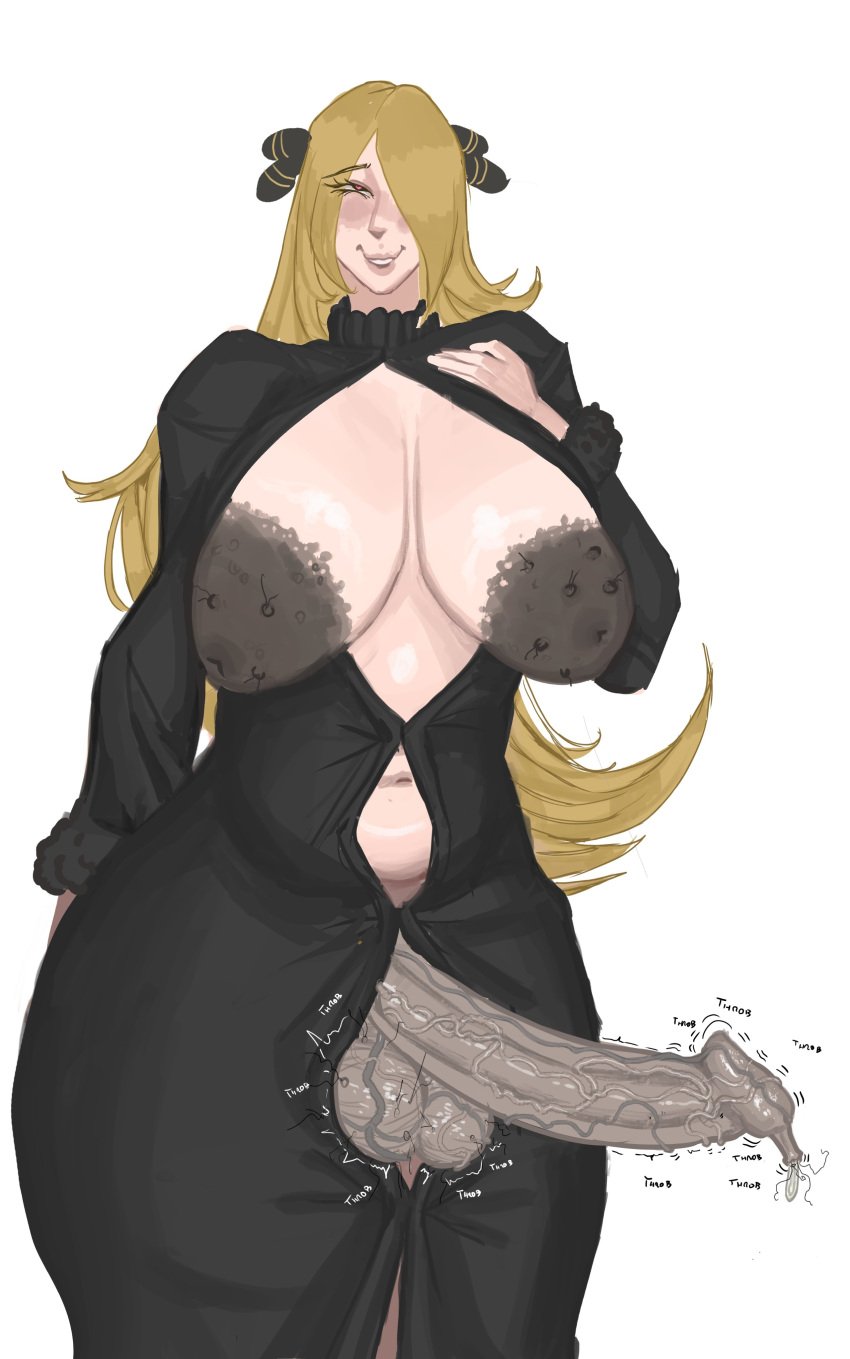 1futa 2024 balls big_penis breasts breasts_out bumpy_areola cynthia_(pokemon) dark_areola dark_nipples excessive_foreskin foreskin futa_only futanari glands_of_montgomery grin hairy_balls hairy_nipples heart-shaped_pupils huge_areolae huge_breasts huge_cock leaking_cum lewdcromulo penis penis_out pokemon pokemon_champion pokemon_dppt sagging_breasts stray_pubic_hair throbbing_penis uncircumcised veiny_penis