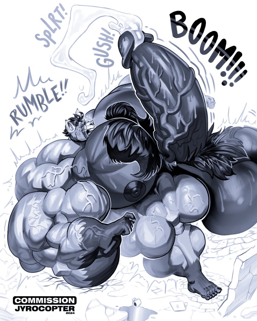 bodybuilder furry hyper hyper_balls hyper_cock hyper_genitalia hyper_penis hyper_testicles jyrocopter male male_only muscles muscular muscular_arms muscular_male muscular_thighs