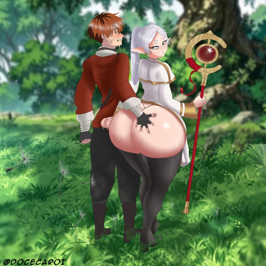 ass_focus ass_grab ball_play ball_pull ball_tugging ballbusting big_ass cock_and_ball_torture docecarol elf flat_chest flat_chested frieren frieren_beyond_journey's_end huge_ass huge_thighs massive_ass massive_thighs pervert pervert_female pulling_balls spark string_bikini string_panties sweat sweatdrop sweating sweaty_balls sweaty_butt white_hair