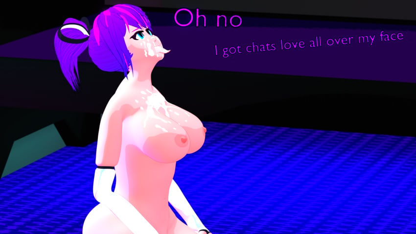 after_oral cum cum_on_breasts cum_on_face melody_(projektmelody) on_knees projektmelody tongue_out virtual_youtuber vshojo vtuber