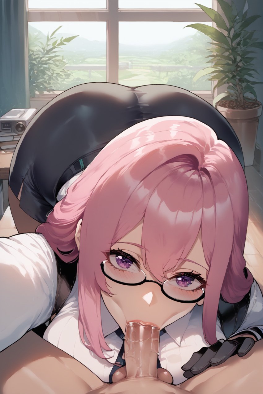 1boy 1girls ai_generated balls big_ass big_breasts black_gloves black_skirt blowjob blowjob_face blush blushing_at_viewer braid braided_hair curvy eyewear female hair_between_eyes hand_on_hip head_tilt hoyoverse imperfectai indoors male_pov mihoyo outside penis purple_eyes purple_hair reaching_out saliva selfie skirt stable_diffusion straight tagme tagme_(artist) tagme_(character) thiccwithaq_(ai_style) tsukishiro_yanagi white_shirt zenless_zone_zero