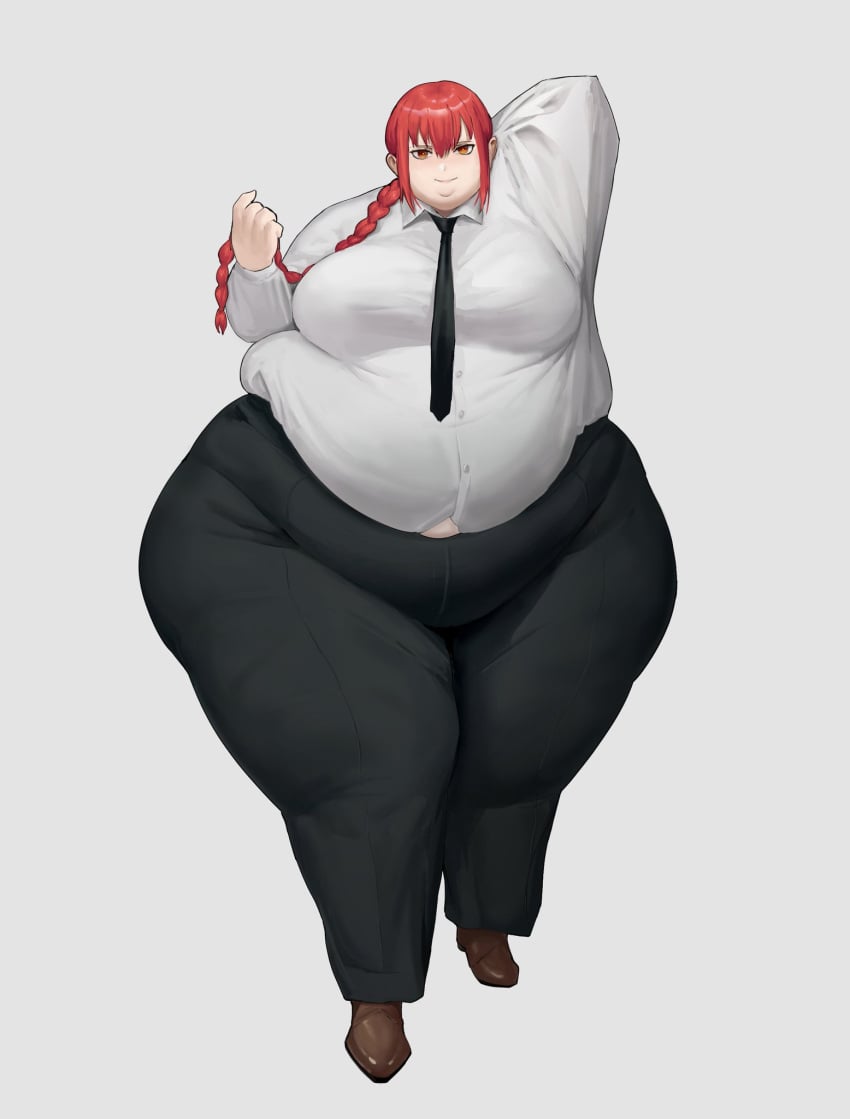 big_belly big_belly_bulge breasts chainsaw_man makima_(chainsaw_man) softon ssbbw