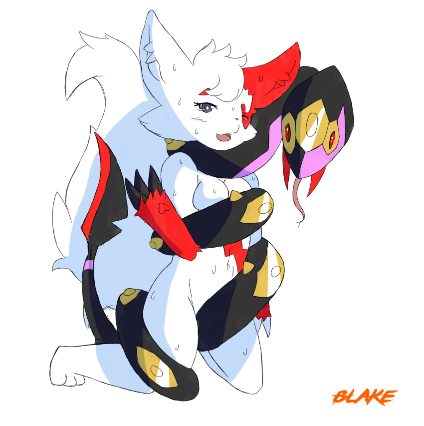 anthro blaketheflareon breasts coiling duo fangs female fur hi_res jaida_the_zangoose male mammal nintendo pawpads pokemon pokemon_(species) scale scalie semi-anthro seviper sex straight sweat video_games zangoose