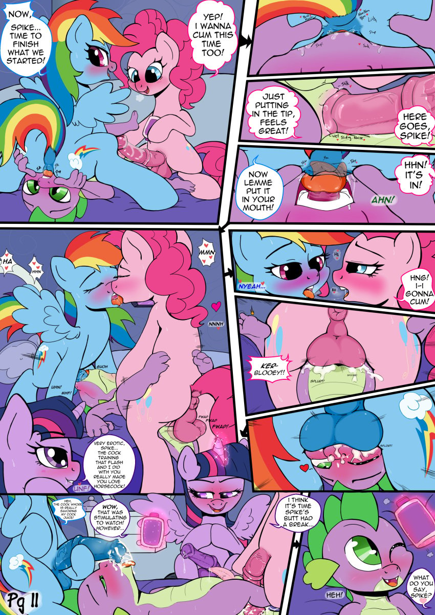 anus balls comic english_text friendship_is_magic kyokimute male my_little_pony penis pinkie_pie_(mlp) princess_twilight_sparkle_(mlp) rainbow_dash_(mlp) smooth_skin spike_(mlp) text twilight_sparkle_(mlp)