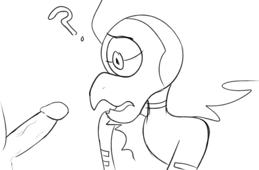 1_eye ? alien bad_idea beak black_and_white cartoon_network centipeetle female gem_(species) hair humanoid humanoid_penis male monochrome nephrite_(steven_universe) penis steven_universe unknown_artist