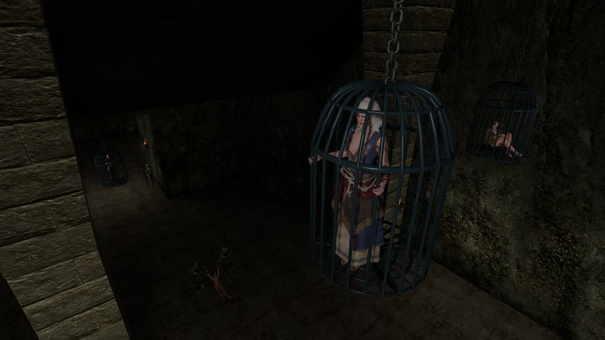 3d blonde_hair cage caged captured cd_projekt_red clothed dungeon keira_metz socartos the_witcher the_witcher_(series) the_witcher_3:_wild_hunt yennefer