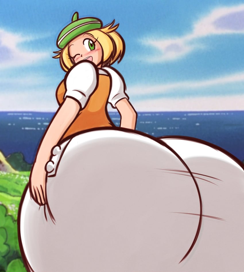ass bianca_(pokemon) big_ass butt fat_ass female green_eyes looking_back