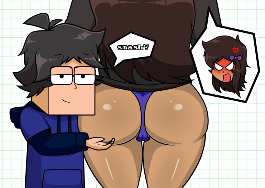 argentina ass ass_focus bitch black_eyes brown_hair criminal fnf fnf_oc friday_night_funkin long_hair nahiara_aguirre nahira nahira_(friday_night_funkin_oc) naked_ass square_head