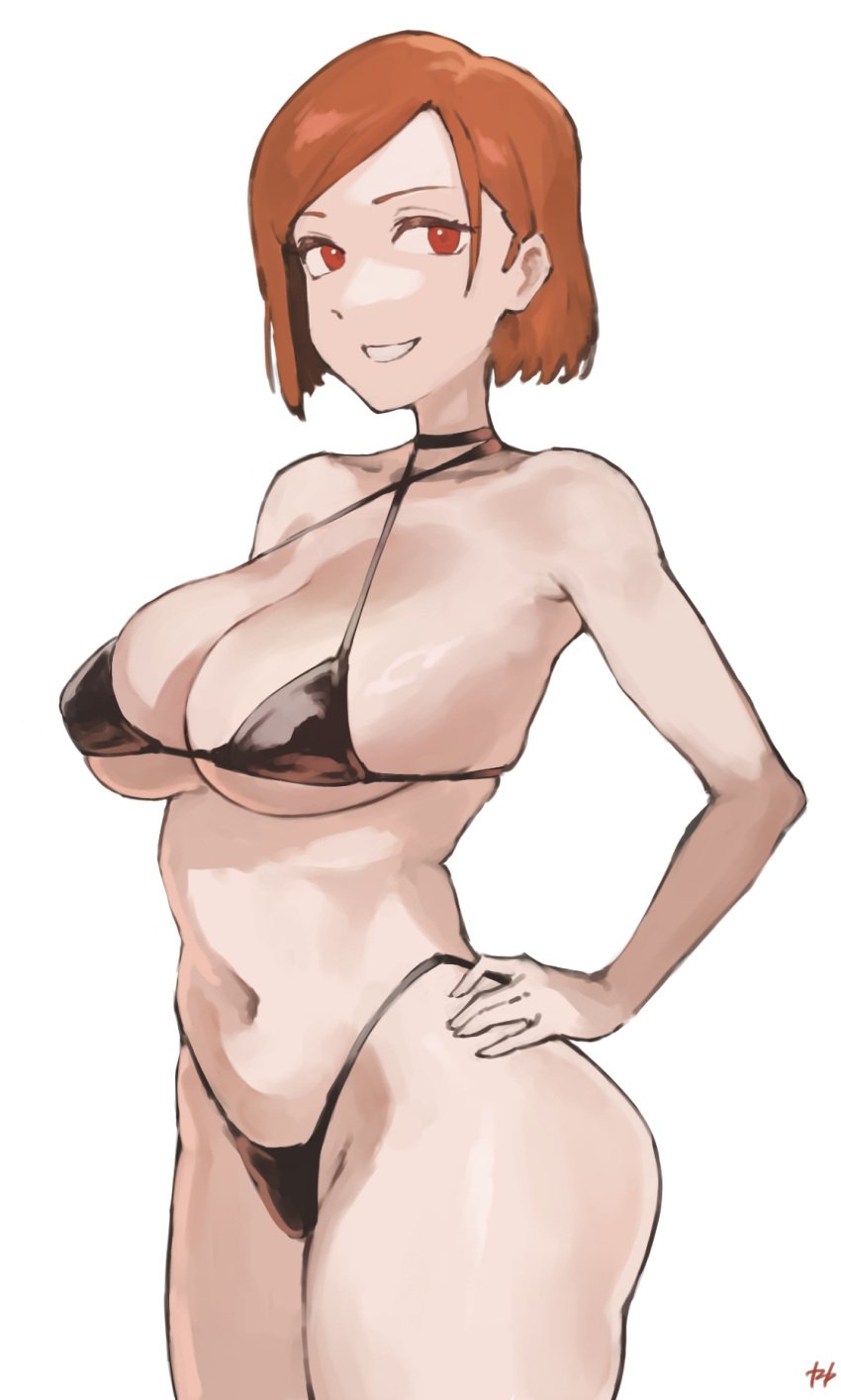 1girls almost_naked almost_nude bare_armpits bare_arms bare_belly bare_chest bare_hands bare_hips bare_legs bare_midriff bare_navel bare_shoulders bare_skin bare_thighs belly belly_button bikini bikini_bottom bikini_only bikini_top breasts brown_eyebrows brown_eyes brown_eyes_female brown_hair brown_hair_female busty busty_female busty_girl busty_teen choker collarbone curvaceous curvaceous_body curvaceous_female curvaceous_figure curvaceous_hips curvaceous_teen curvy curvy_body curvy_female curvy_figure curvy_hips curvy_teen elbows exposed_armpits exposed_arms exposed_belly exposed_chest exposed_hips exposed_legs exposed_midriff exposed_navel exposed_shoulders exposed_skin exposed_thighs female female_focus female_only fingers fukuya_art groin halterneck hand_on_hip hand_on_own_hip hand_on_own_waist hand_on_waist high_resolution high_school_student highres hourglass_figure jujutsu_kaisen kugisaki_nobara large_breasts lean_figure looking_at_viewer medium_hair micro_bikini midriff mostly_nude naked naked_female naked_woman narrow_waist navel nearly_nude nipple_bulge nude nude_female nudity parted_bangs parted_lips practically_nude school_girl shoulders simple_background slender_body slender_waist slim_waist smile smiley_face smiling smiling_at_viewer solo standing string_bikini swimsuit swimwear teen_girl teenage_girl teenage_tits teenager thick_thighs thighs thong_bikini upper_body white_background wide_hips young_female young_woman