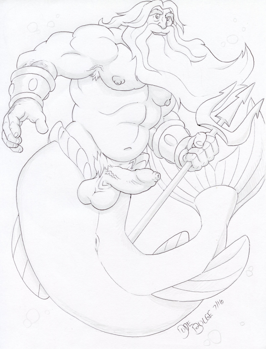 1boy anthro anus armpit_hair armpits balls beard braces disney dudebulge erection facial_hair greyscale holding_object holding_weapon humanoid_penis king king_triton long_foreskin looking_at_viewer male male_only marine melee_weapon merfolk merman monochrome musclegut muscular navel nipples pecs pencil_(artwork) penis polearm royalty solo swimming the_little_mermaid traditional_media_(artwork) trident uncircumcised uncircumcised_penis uncut underwater vein veiny_penis weapon