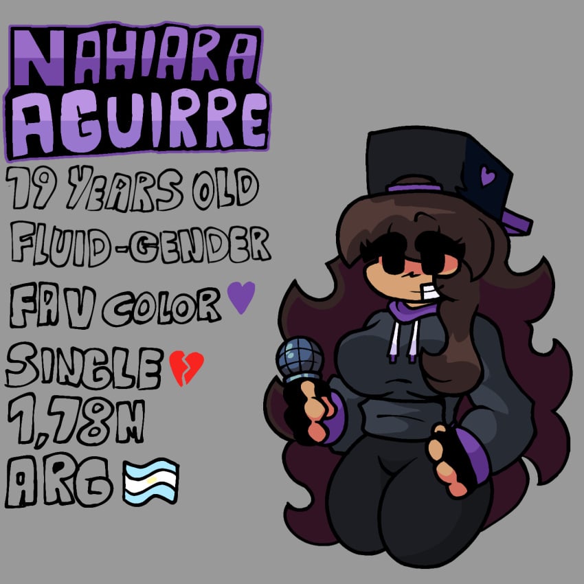 argentina bitch black_eyes brown_hair criminal fnf fnf_oc friday_night_funkin long_hair nahiara_aguirre nahira nahira_(friday_night_funkin_oc)