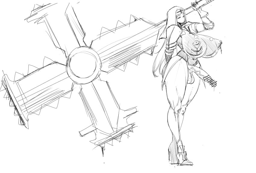 balls ballsack bar_censor big_balls big_nipples big_penis breasts_out censored censored_penis curvy erection futa_only futanari high_heels huge_breasts huge_cock huge_weapon leaking_cum megahertz monochrome nipple_piercing nipples nun nun's_habit nun_futa nun_outfit oversized_weapon penis penis_out practically_nude puffy_nipples sketch solo standing thick_thighs uncircumcised unretracted_foreskin veiny_penis warrior_nun weapon weapon_over_shoulder wide_hips