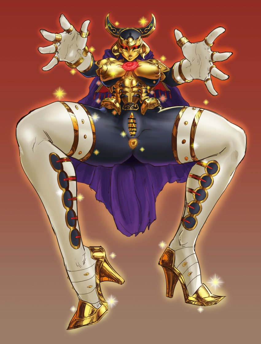 anthro bearthing big_boobs big_breasts big_tits boobs breasts eldlich_the_golden_lord legs no_panties open_mouth simple_background thick_legs thick_thighs thighs tits yu-gi-oh!