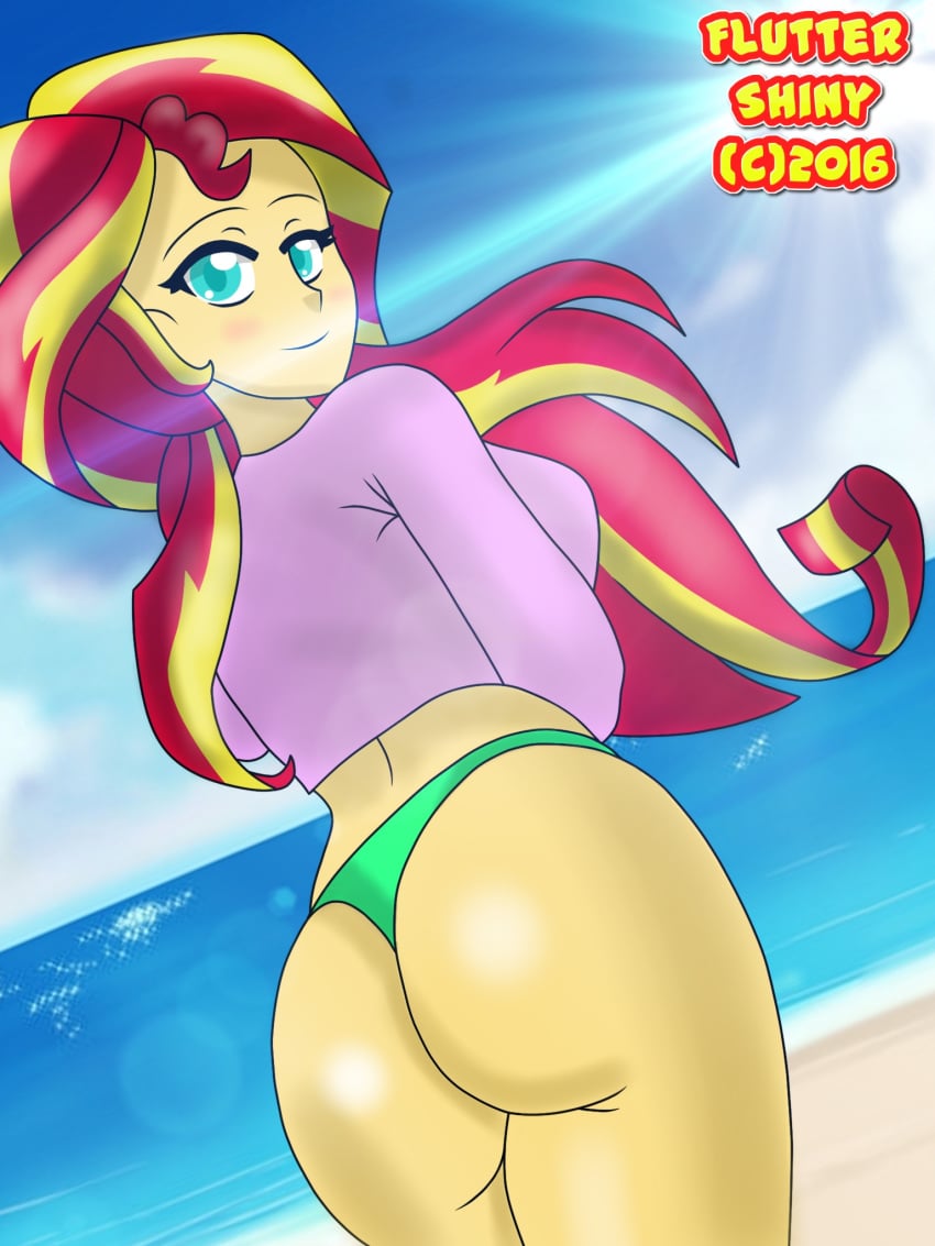 back_view bikini equestria_girls female_only fluttershiny friendship_is_magic my_little_pony solo sunset_shimmer