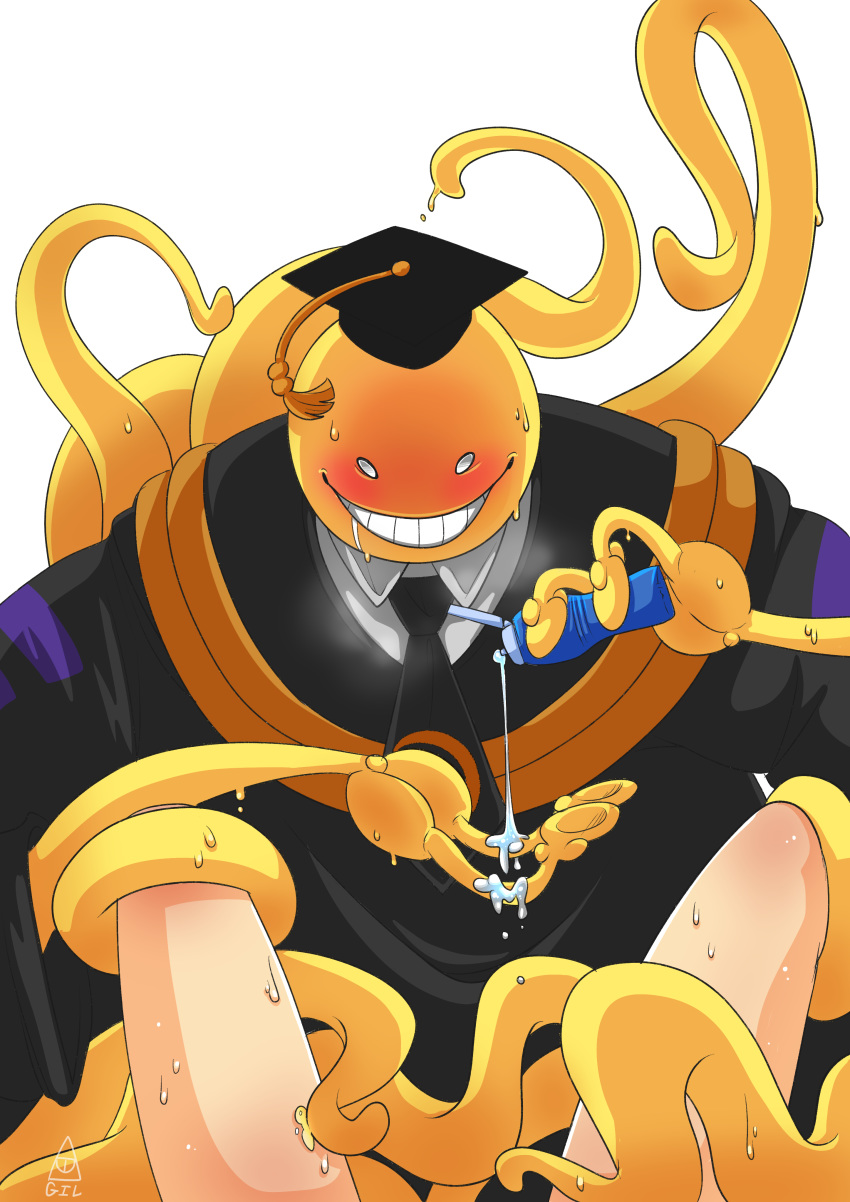 assassination_classroom blush graduation_cap koro-sensei lubricant tentacle