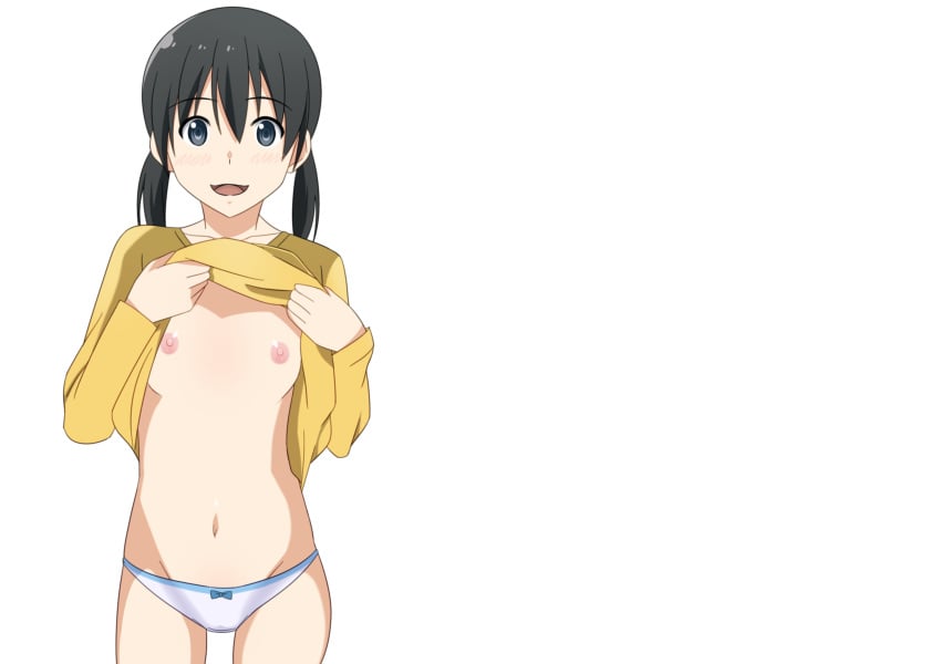 flying_witch gray_eyes kuramoto_chinatsu panties small_breasts tied_hair twintails underwear