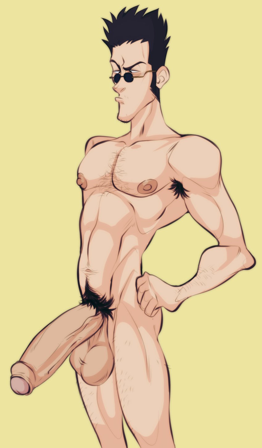 abs balls bara biceps big_balls big_penis boner erection hunter_x_hunter leorio_paladiknight male male_nipples male_only manly muscular_male nipples nude pecs penis solo solo_male throatpussy