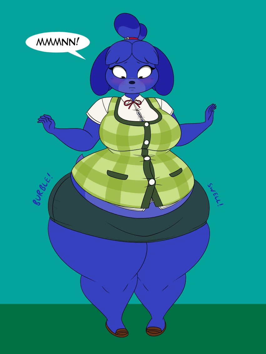 animal_crossing big_ass big_breasts blueberry_inflation breasts bubble_butt female furry huge_ass huge_breasts inflation isabelle_(animal_crossing) lj_caffie tagme thick_thighs wide_hips