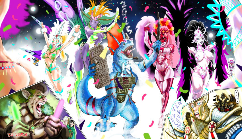 3d_vicens 4boys 7girls alarielle_the_radiant arahan ariel_(warhammer) big_breasts black_hair blonde_hair crone_hellebron dancing dark_elf elf female green_hair high_elf light-skinned_female light_skin lizardman lizardman_(warhammer_fantasy) lunar_new_year male malekith miao_ying morathi naestra orion_(warhammer) pink_hair purple_skin skimpy skimpy_clothes tehenhauin thick_thighs tyrion very_long_hair warhammer_(franchise) warhammer_fantasy white_hair wood_elf