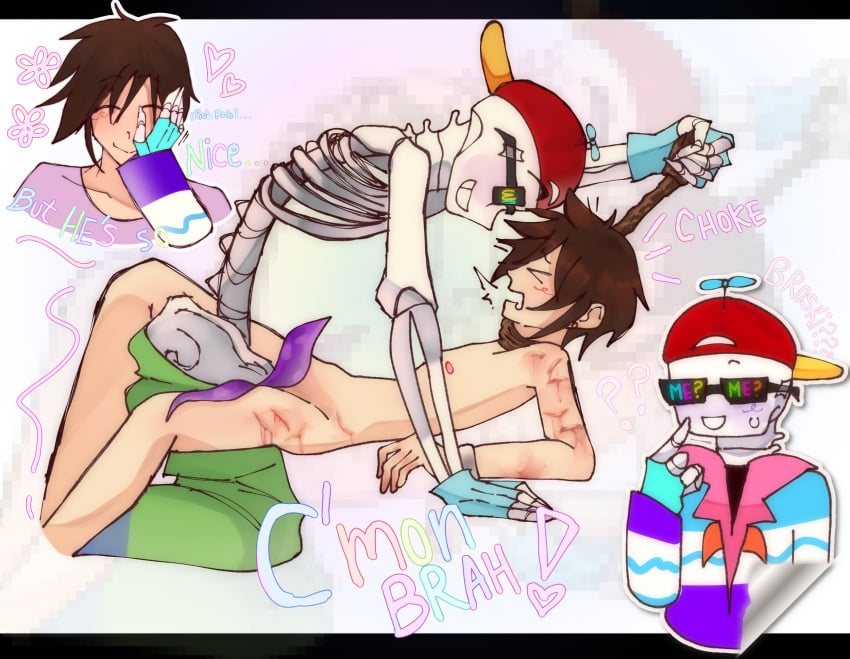 choker fresh_sans gay_sex male male/male self_harm self_harm_fetish self_insert selfship undertale undertale_(series)