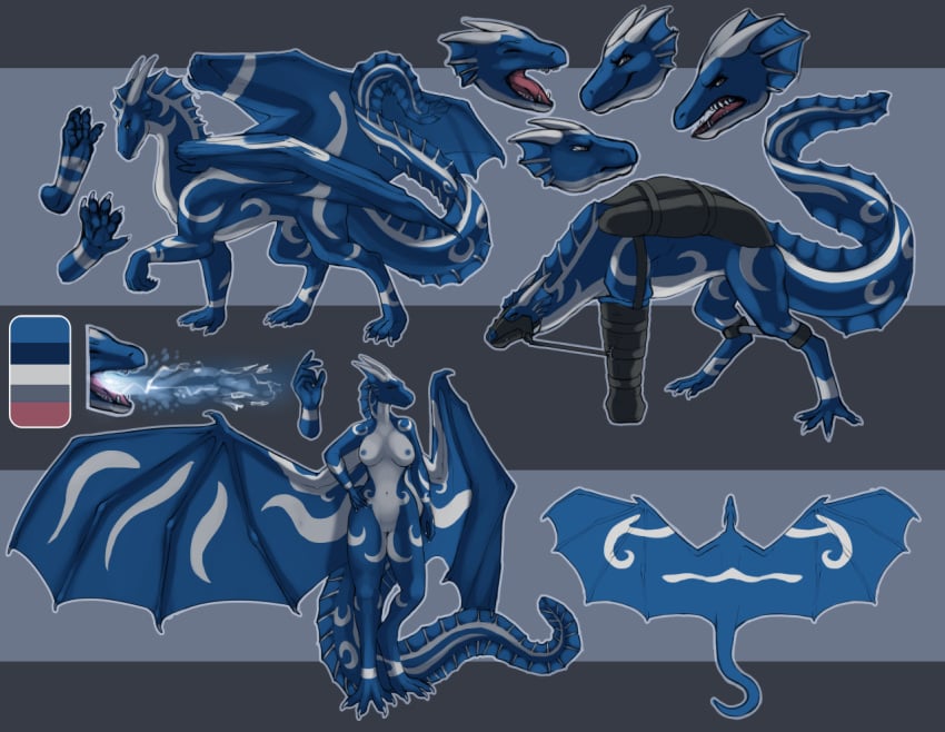 2016 4_toes 5_fingers angry annoyed anthro armbinder bent_arm bent_legs big_breasts biped blue_background blue_eyes blue_nipples blue_skin blue_theme bondage bound breasts claws close-up closed_eyes digital_painting_(artwork) digitigrade dragon dual_persona ear_fins expression_sheet female feral fin frill grey_background grin head_frill ice_breathing laugh long_neck long_tail membranous_wings multicolored_skin multiple_angles multiple_poses muzzle_(object) muzzled navel nipples open_mouth pose pussy quadruped raised_arm shaded silver_horns silverstorm simple_background slit_pupils smile smooth_horns snout solo spread_wings spreader_bar tail_frill theowlette thick_tail toes two_tone_skin walking white_markings white_skin wing_bondage wings