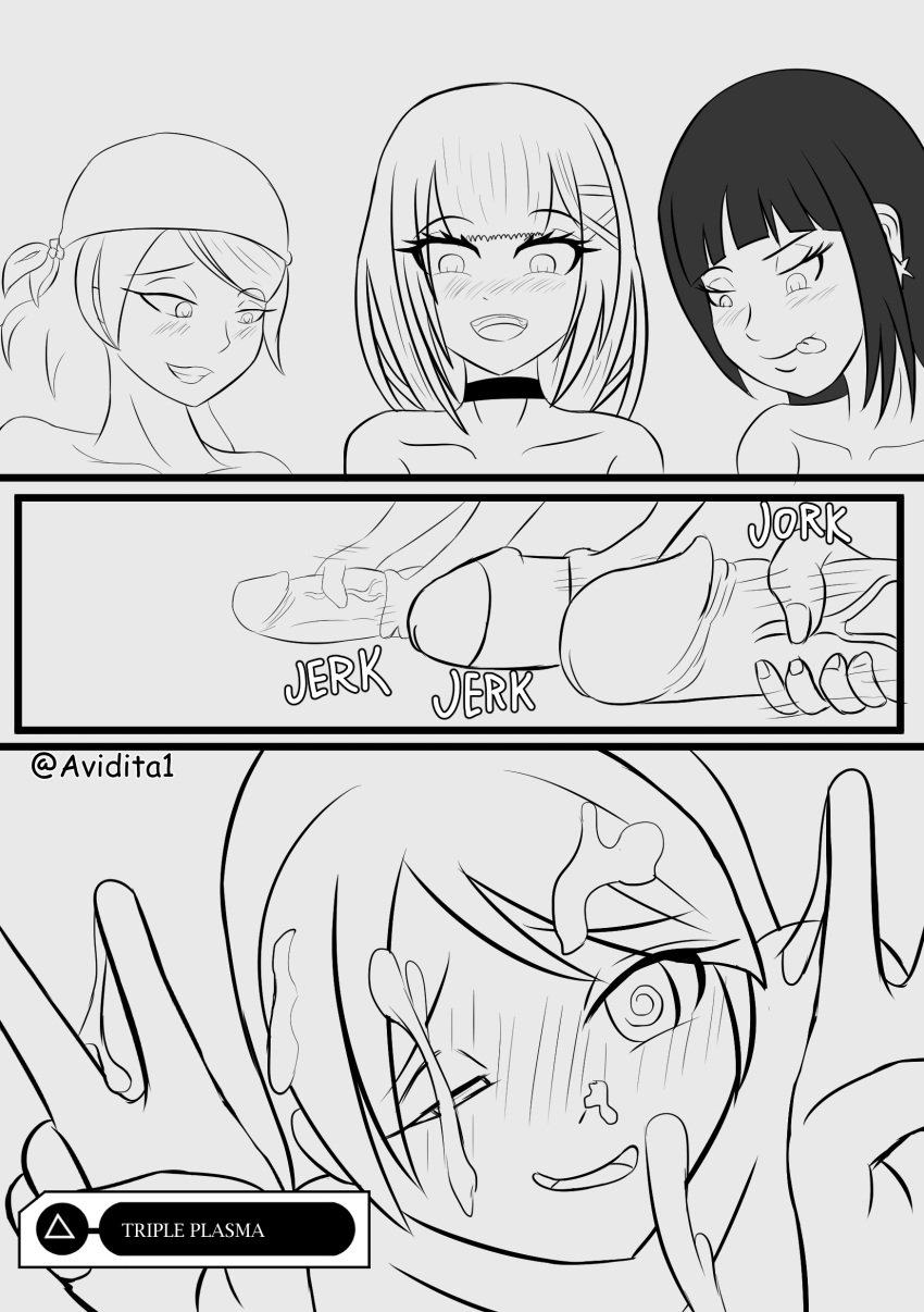 4girls avidita bandana blush bukkake choker comic comic_page disney earrings elrena futanari game_ui kingdom_hearts kingdom_hearts_χ kingdom_hearts_union_χ larxene multiple_futa multiple_girls onomatopoeia penis_vein skuld_(kingdom_hearts) square_enix strelitzia watermark