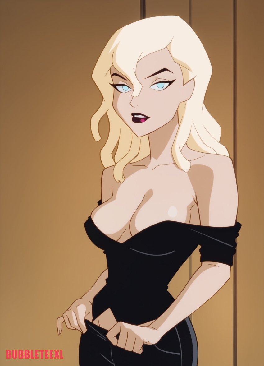 ai_assisted ai_generated batman_beyond blonde_hair bubbleteexl cartoon clothed dc dcau medium_breasts melanie_walker