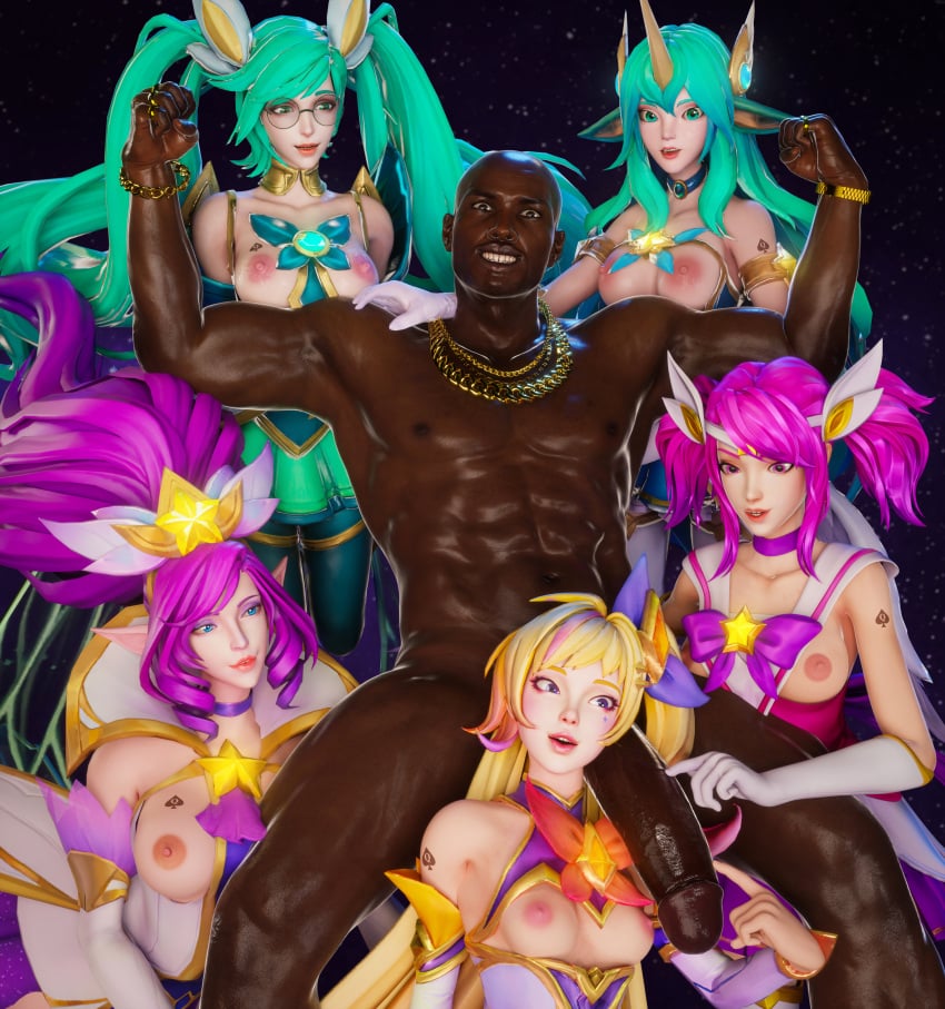 dark-skinned_male interracial janna_windforce league_of_legends league_of_legends:_wild_rift luxanna_crownguard male penis queen_of_spades seraphine_(league_of_legends) sona_buvelle soraka star_guardian_janna star_guardian_lux star_guardian_seraphine star_guardian_series star_guardian_sona star_guardian_soraka