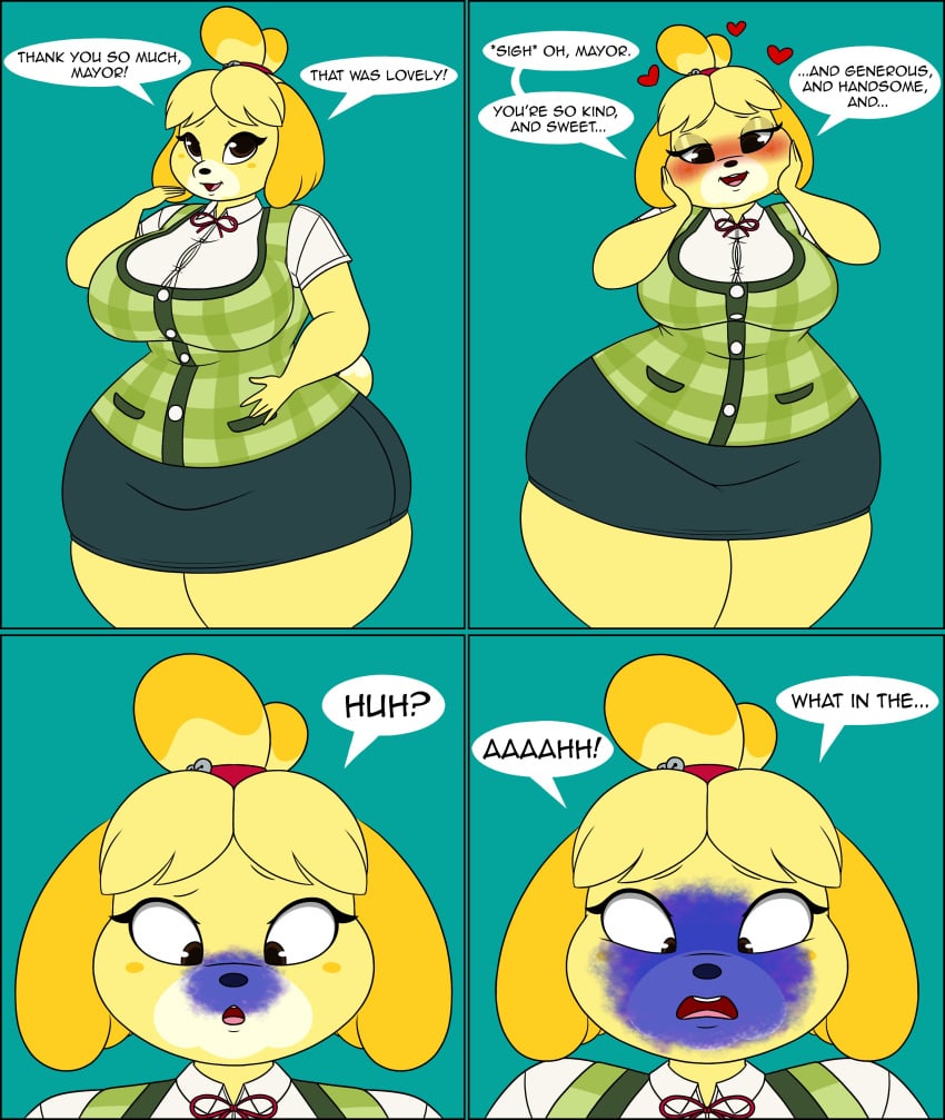 animal_crossing big_ass big_breasts blueberry_inflation breasts bubble_butt female furry huge_ass huge_breasts inflation isabelle_(animal_crossing) lj_caffie tagme thick_thighs wide_hips